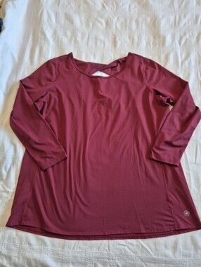 Fullbeauty Sport maroon women's 22/24 long sleeve shirt back cut out VGUC